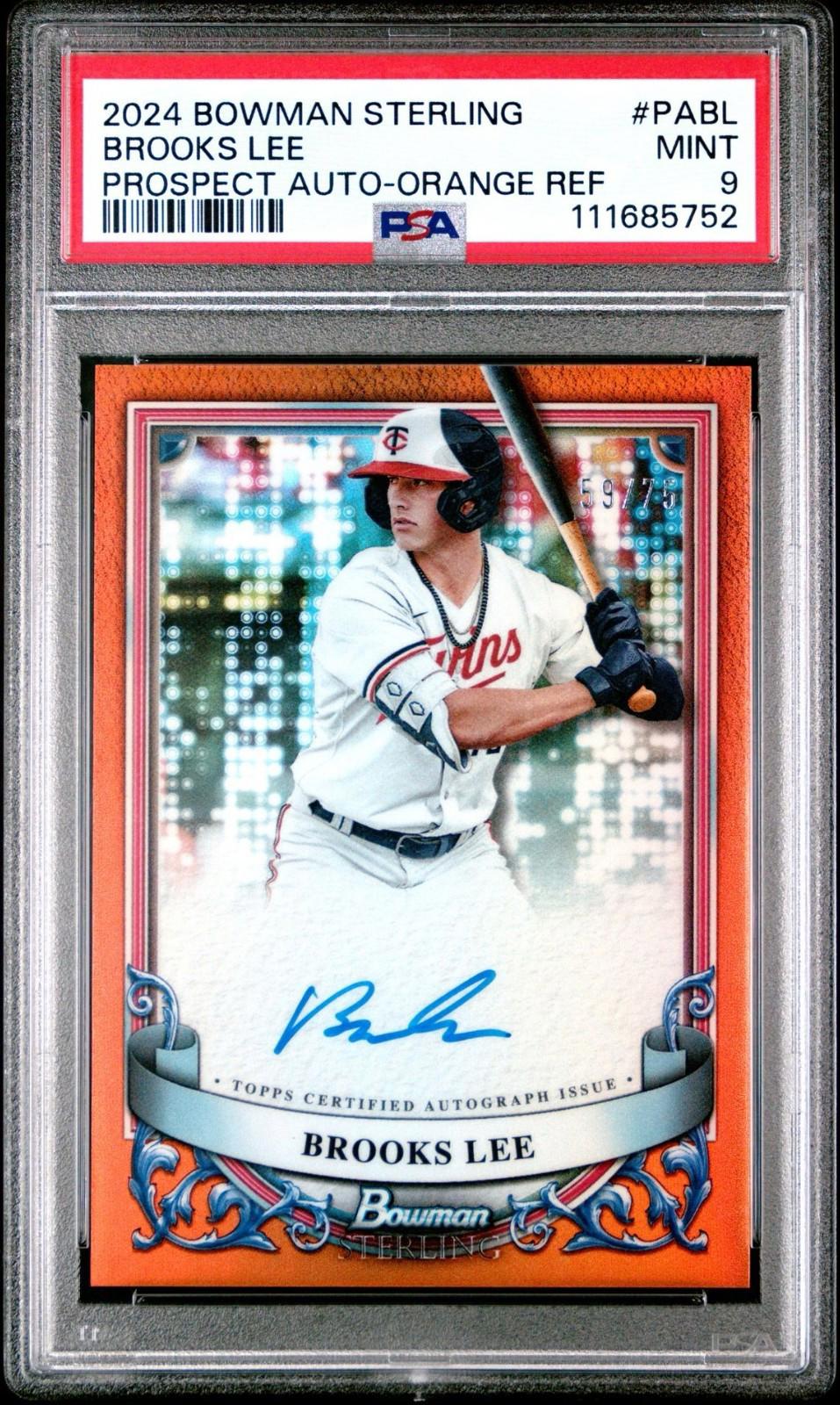 2024 Bowman Sterling - Brooks Lee #PA-BL - Orange Auto /75 (RC, AU) - PSA 9