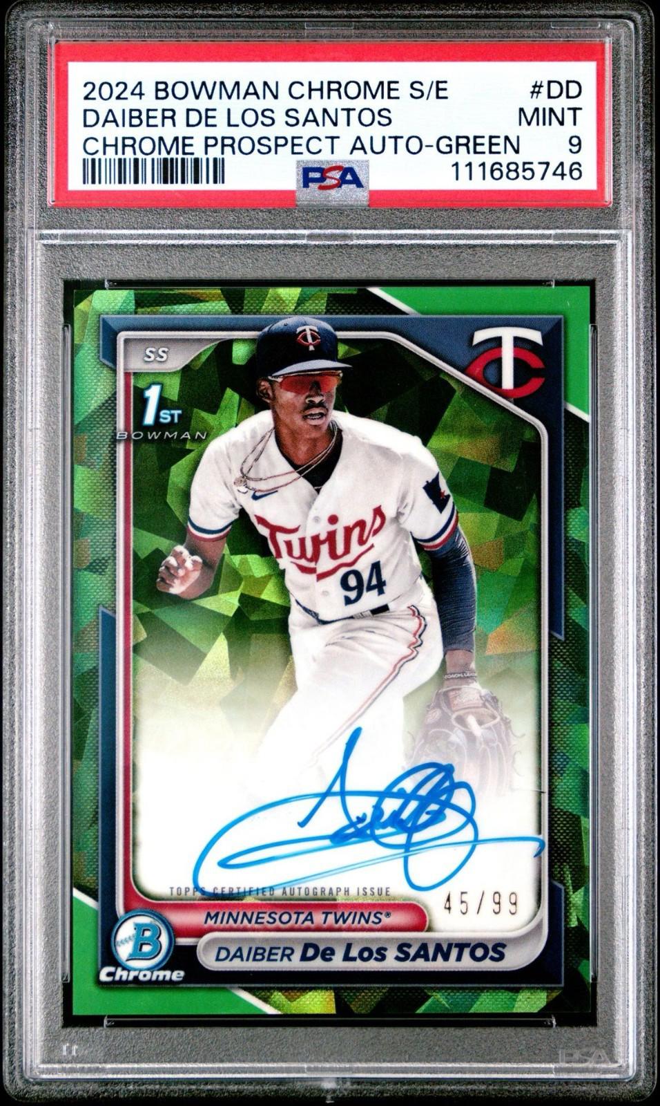 2024 Bowman Chrome Sapphire - Daiber De Los Santos - Green Auto /99 - PSA 9
