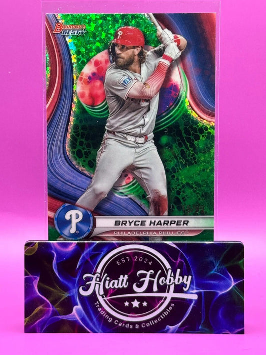 2024 Bowman Best Baseball - Bryce Harper #48 - Green Mini Diamond Refractor /99