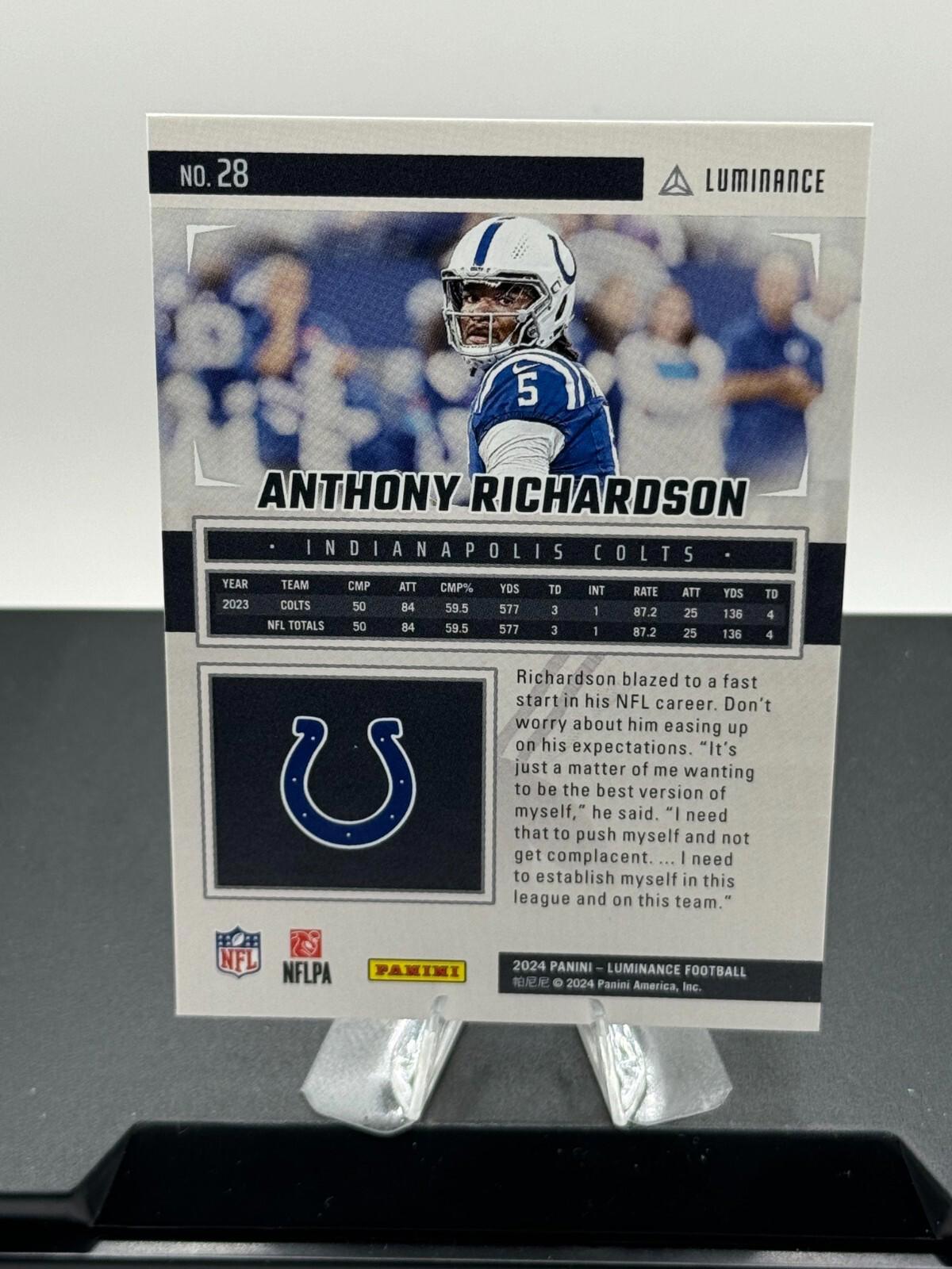 2024 Panini Luminance - #28 Anthony Richardson