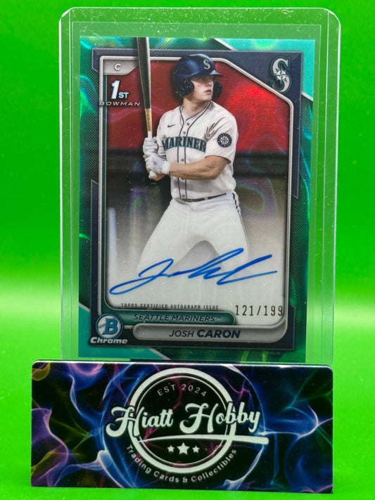 2024 Bowman Draft Chrome Baseball - Josh Caron #CPA-JCA - Aqua Lava Auto /199