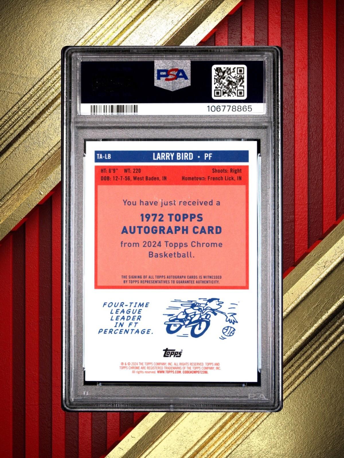 2023 Topps Chrome Sapphire - LarryBird #TA-LB - 1972 Auto - Gold /50