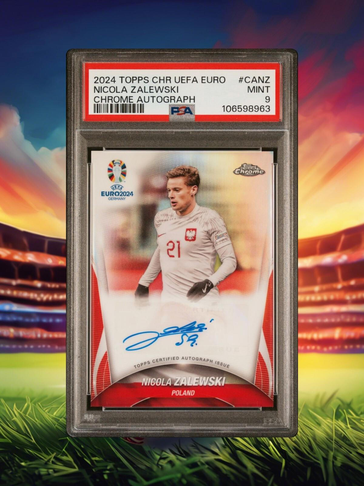 2024 Topps Chrome UEFA Euro - Nicola Zalewski #CA-NZ - Refractor Auto - PSA 9