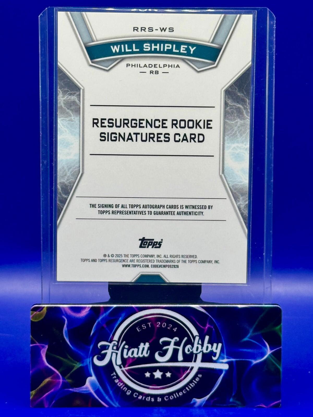 2024 Topps Resurgence - Will Shipley #RRS-WS (RC, AU) - Refractor Auto (AU, RC)