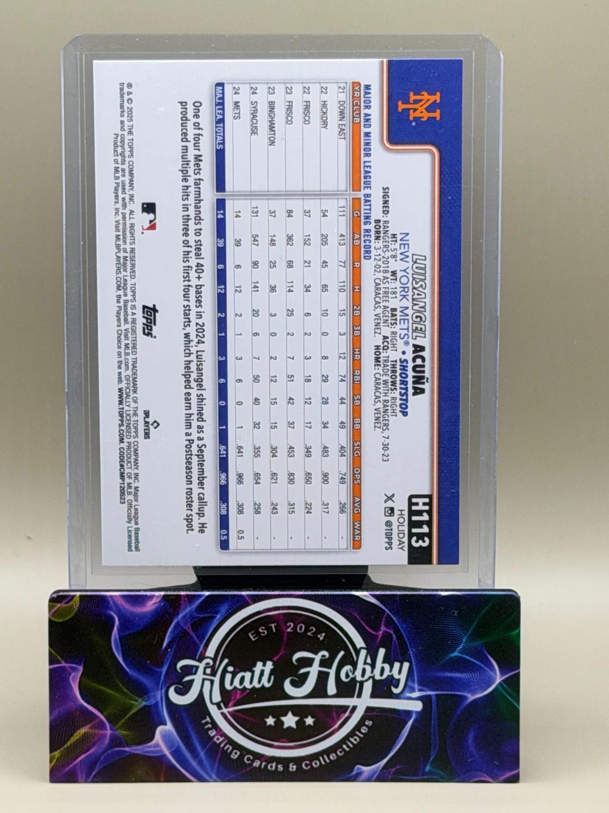 2025 Topps Holliday - Luisangel Acuna #H113 - Candy Cane Bat Variation (RC)