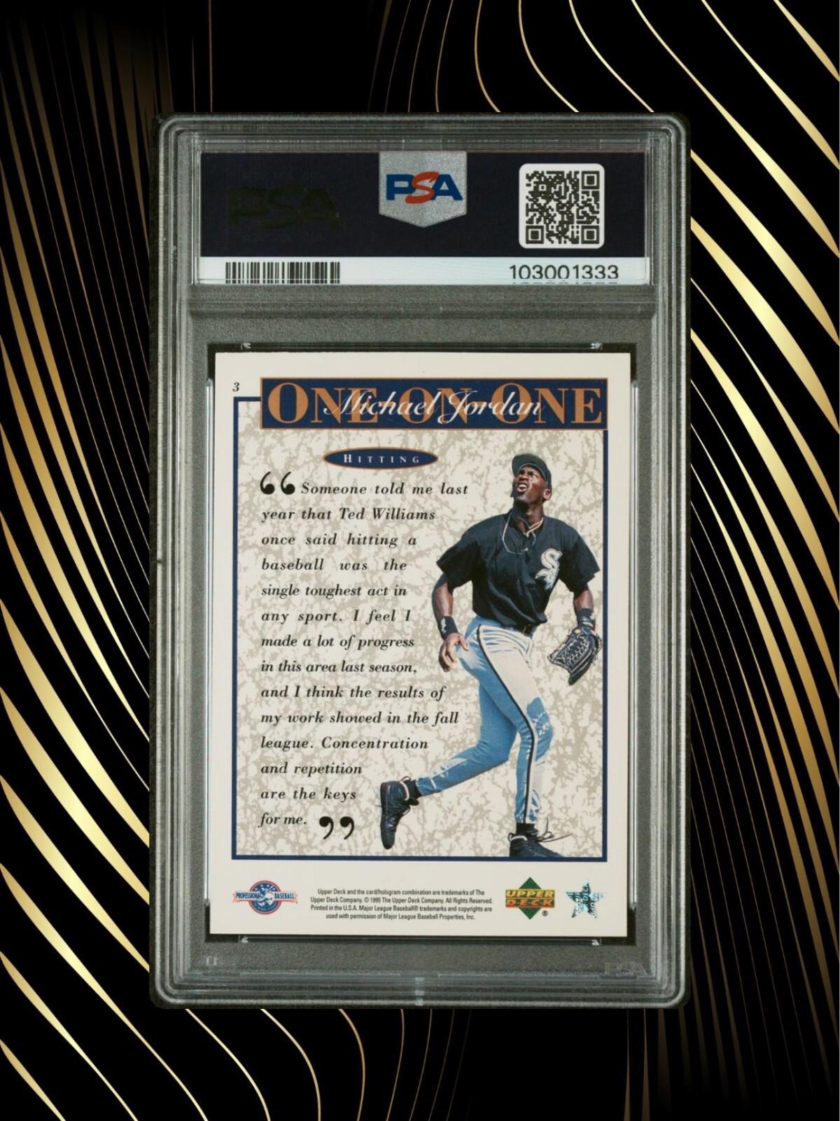 1995 UD Minor League - Michael Jordan #3 - MJ One on ONE - Hitting - PSA 8