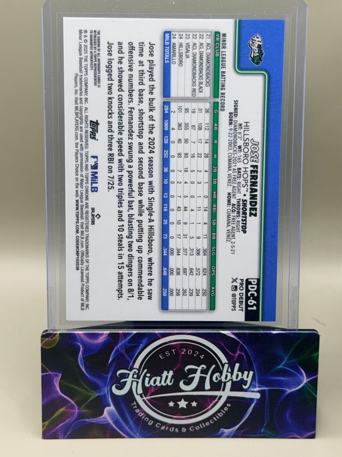 2025 Topps Pro Debut Chrome - #PDC-61 Jose Fernandez - Green Auto /99 (AU, RC)