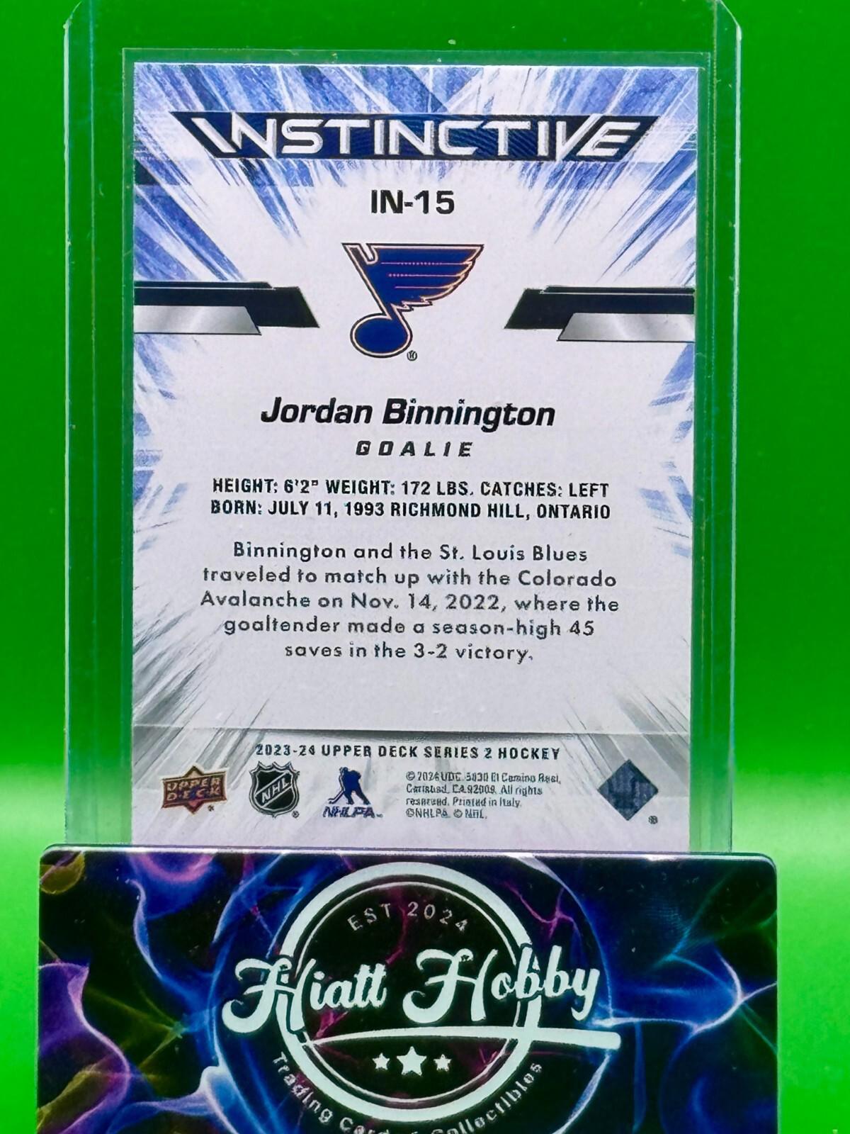 2023-24 Upper Deck Series 2 - Instinctive Jordan Binnington #IN-15 Sparkle