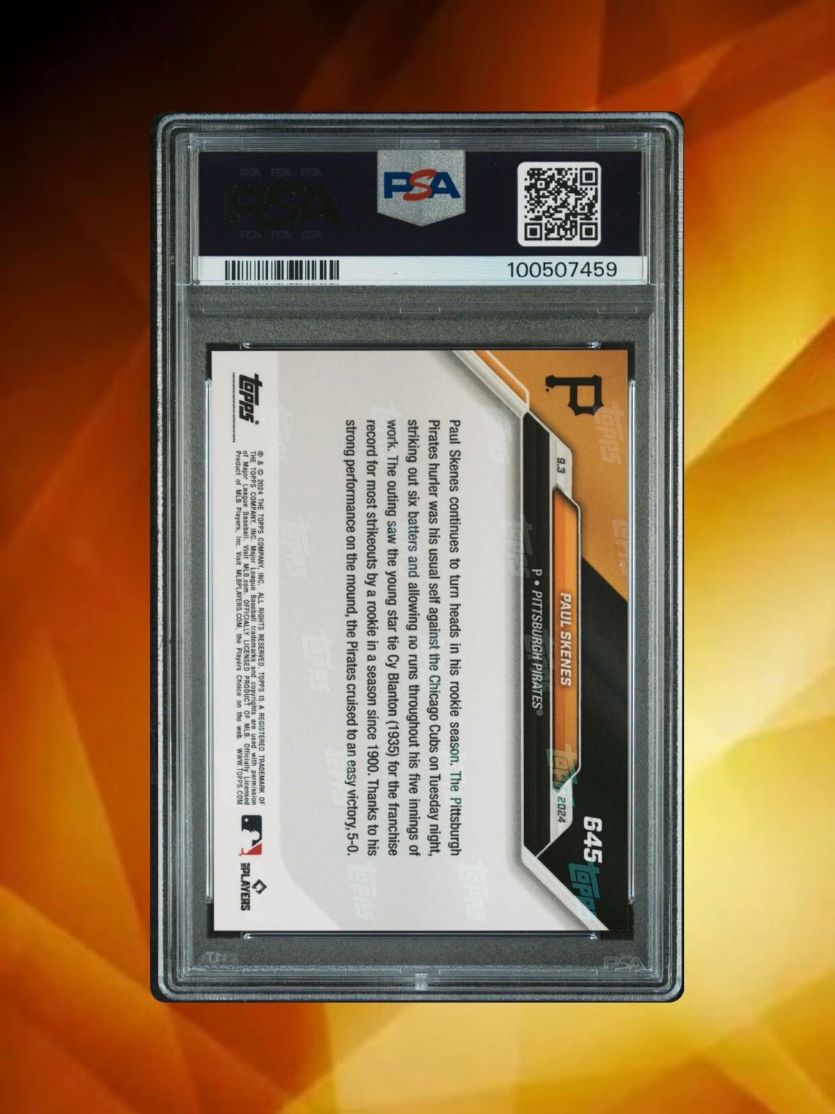 2024 Topps Now - #645 Paul Skenes (RC) - PSA 10