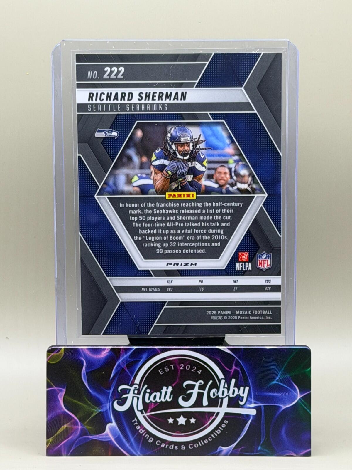 2025 Panini Mosaic Football - #222 Richard Sherman - Purple Scope