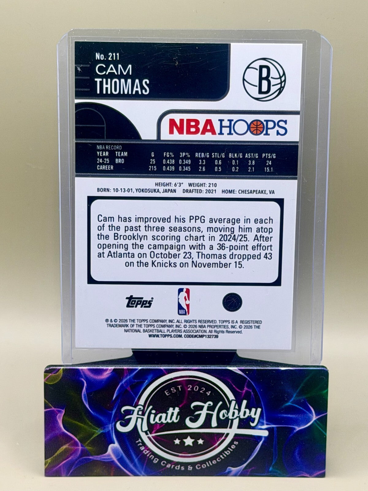 2025-26 NBA Hoops Basketball - #211 Cam Thomas - Light Burst