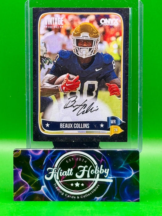 2024 Onyx Vintage Football - Beaux Collins #VABECO - Black Auto 10/10