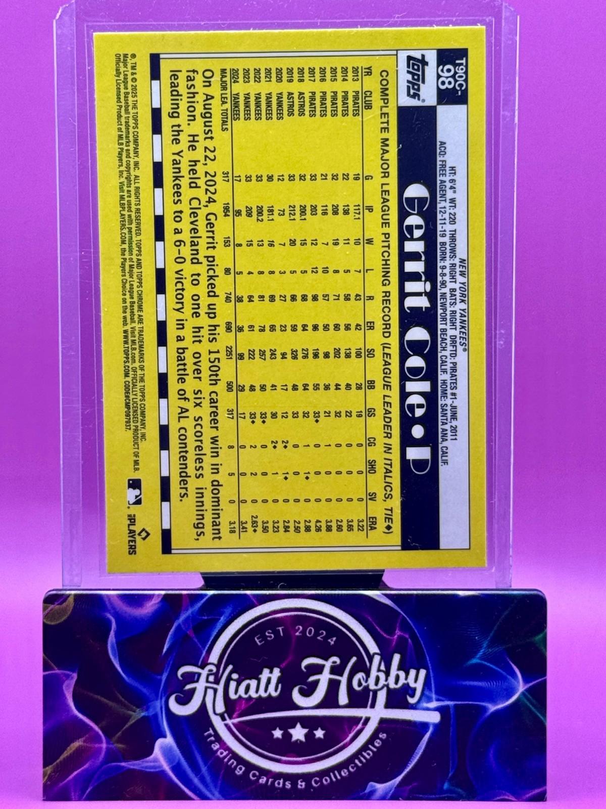 2025 Topps Series 1 - 1990 Topps Chrome Silver Pack Gerrit Cole #T90C-98