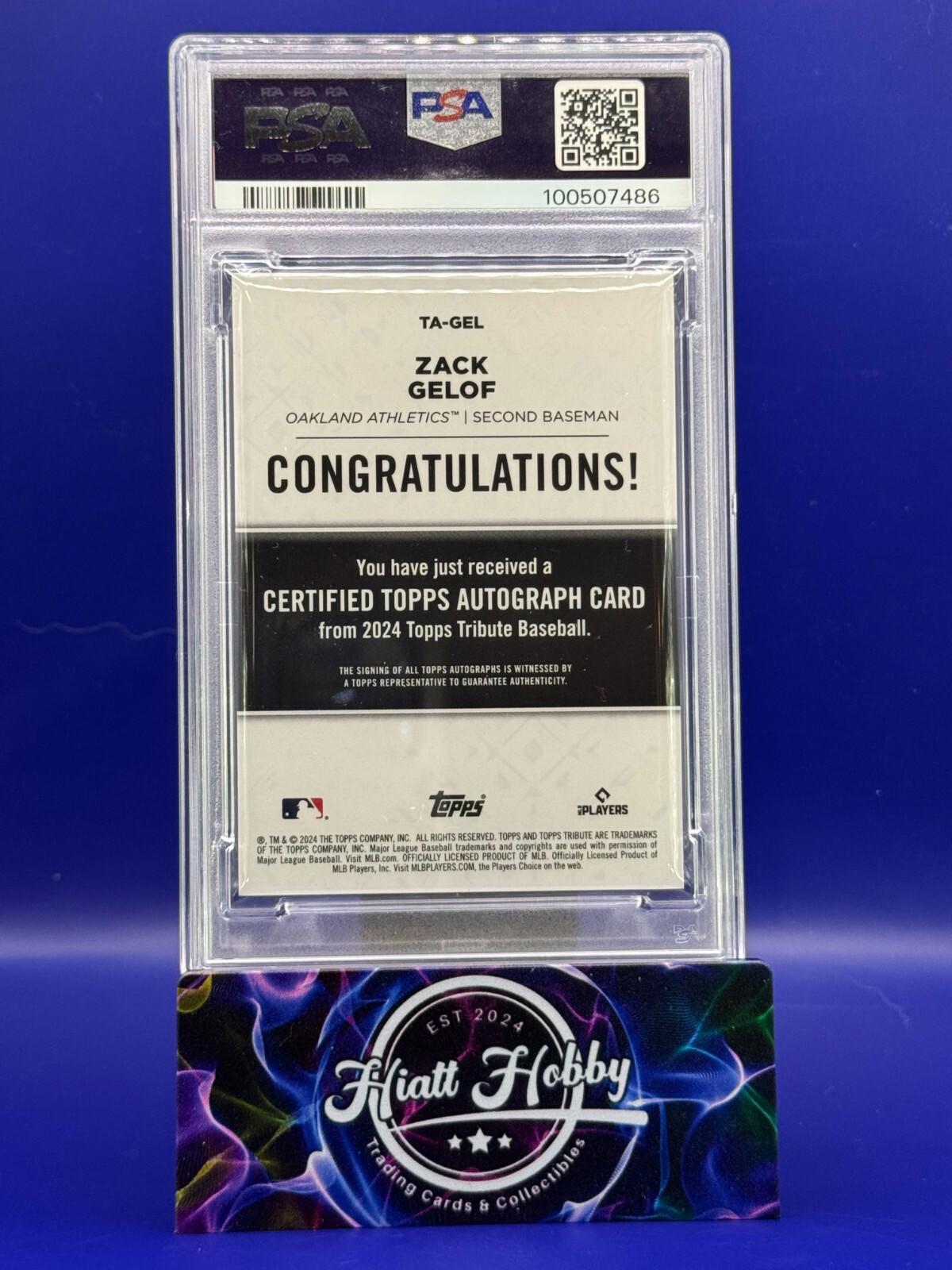2024 Topps Tribute - Zack Gelof #TA-GEL - Tribute Autos - Green /99 - PSA 8
