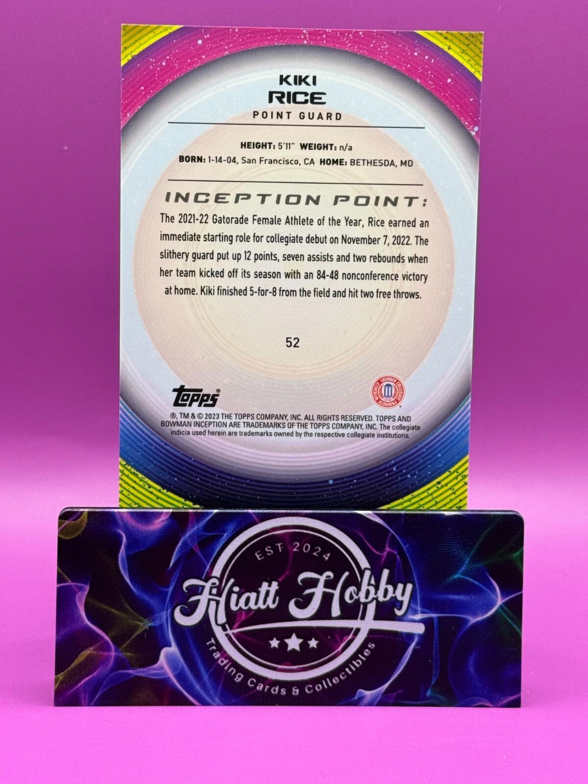 2022 Bowman University Inception - Kiki Rice #52 - Gold /50 (RC)