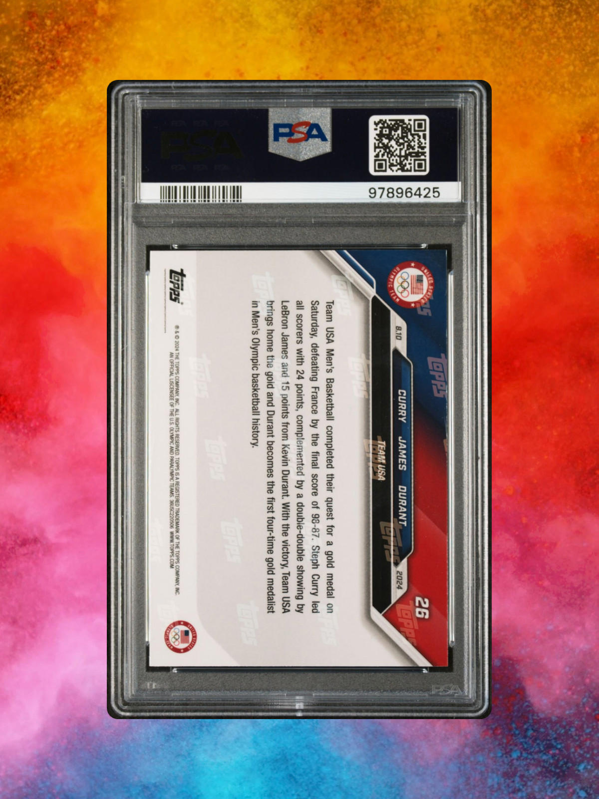 2024 Topps Now Olympics - Curry/James/Durant - White Logo SP PSA 9