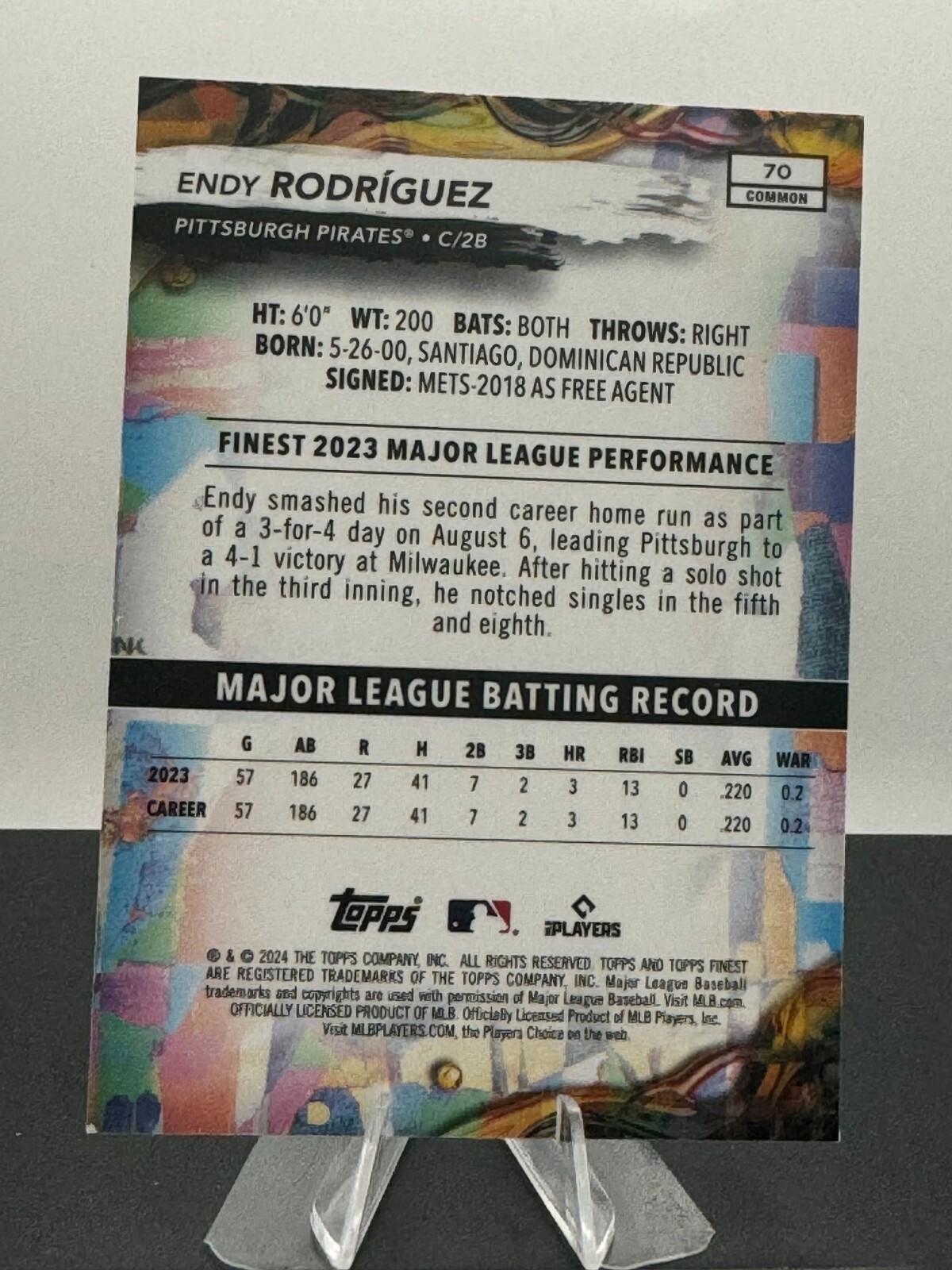 2019 Topps Finest - Common #70 Endy Rodriguez (RC)