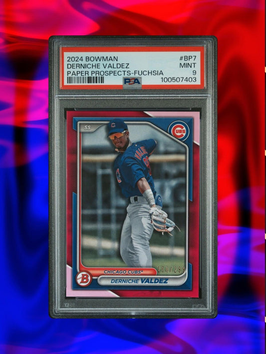 2024 Bowman - Prospects Purple Border #BP-7 Derniche Valdez /250 (RC) - PSA 9