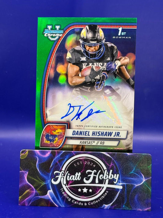 2024 Bowman University Chrome - Daniel Hishaw Jr #PA-DHI - Green Auto /99