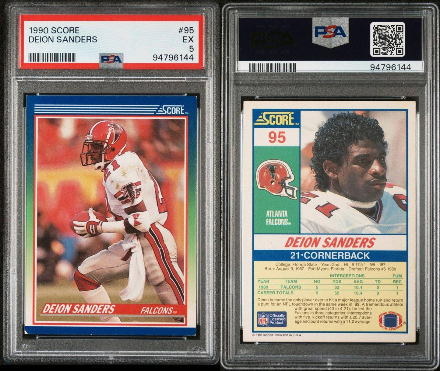 1990 Score - #95 Deion Sanders PSA 5