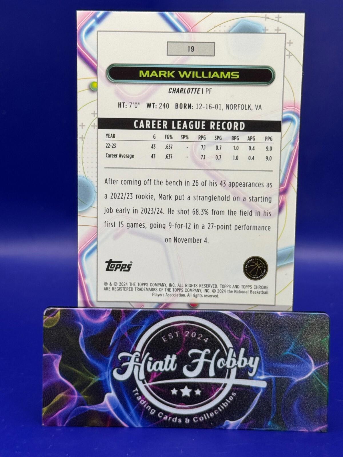 2023-24 Topps Cosmic Chrome Basketball - Mark Williams - Green Nucleus /75