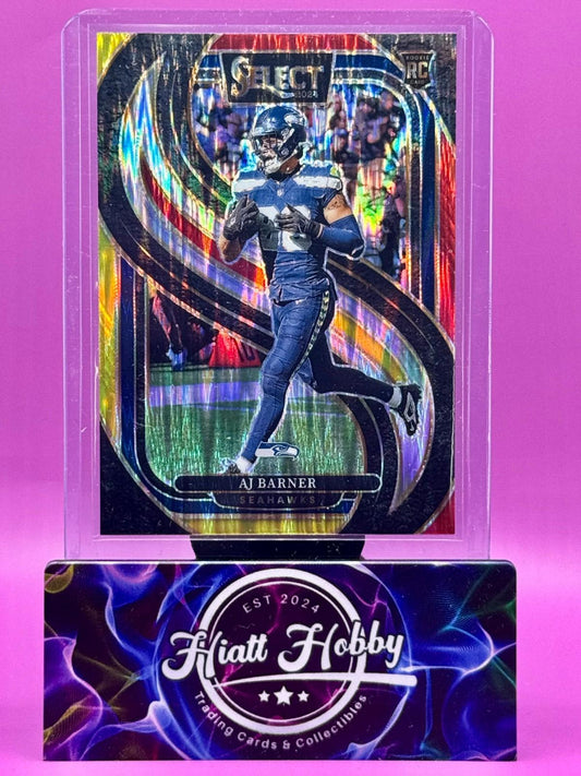 2024 Panini Select Football - AJ Barner #103 - Red & Yellow Shock Prizm (RC)