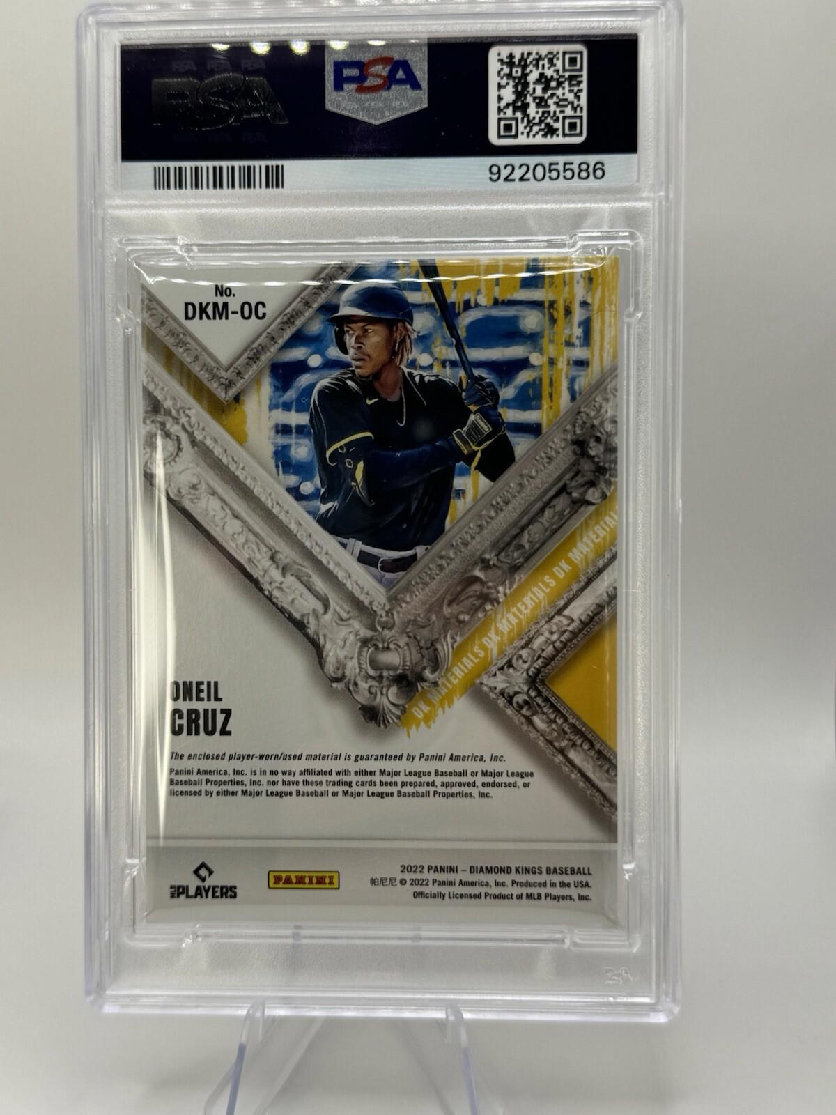 2022 Panini Diamond Kings DK Materials Holo Silver /99 Oneil Cruz Rookie RC PSA 9