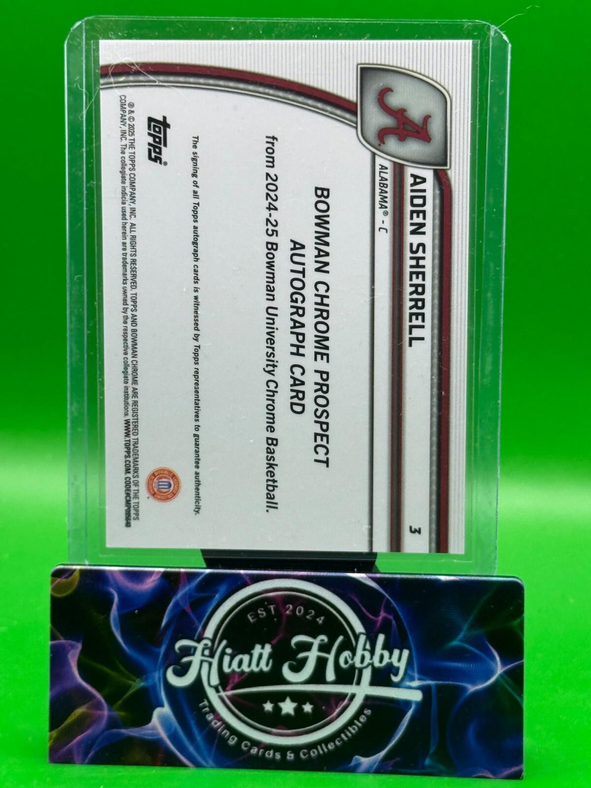 2024-25 Bowman University Chrome Basketball - Aiden Sherrell #3 - Green Shimmer