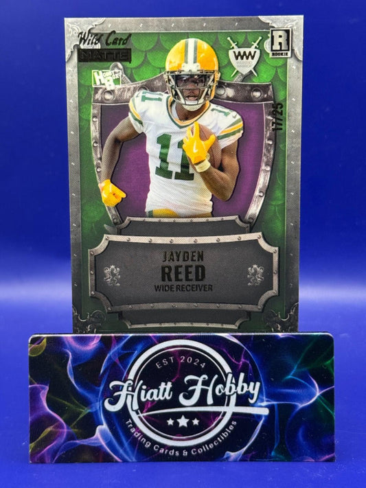 2023 Wild Card Matte - Jayden Reed #WW-JR - Weekend Warrior - Green/Purple /25