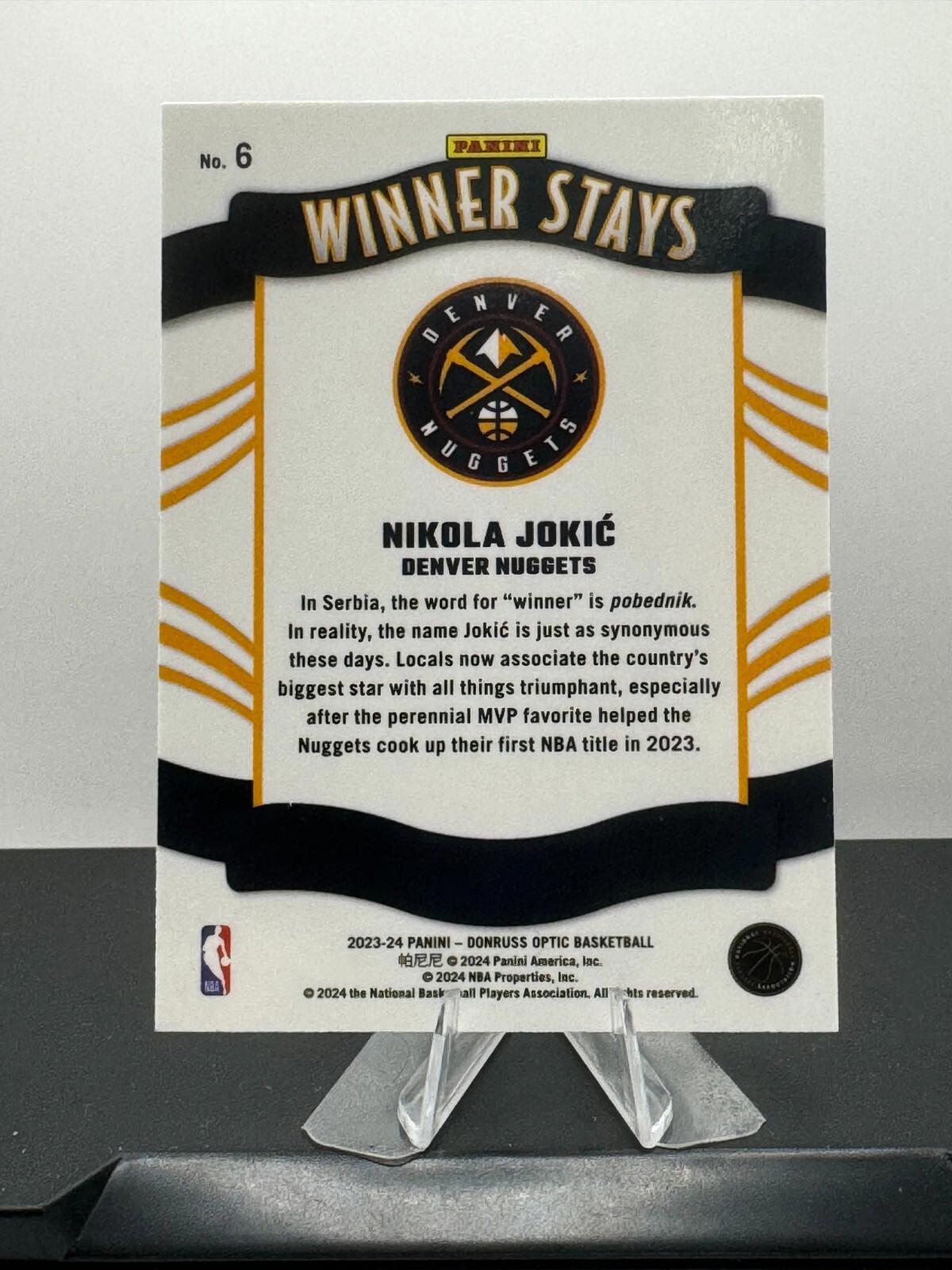 2023-24 Panini Donruss Optic - Winner Stays #6 Nikola Jokić