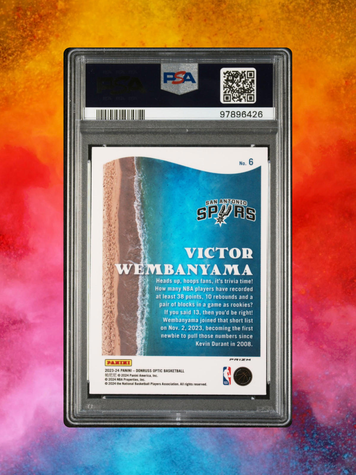 2023-24 Panini Donruss Optic - Splash #6 Victor Wembanyama (RC) - Purple - PSA 9