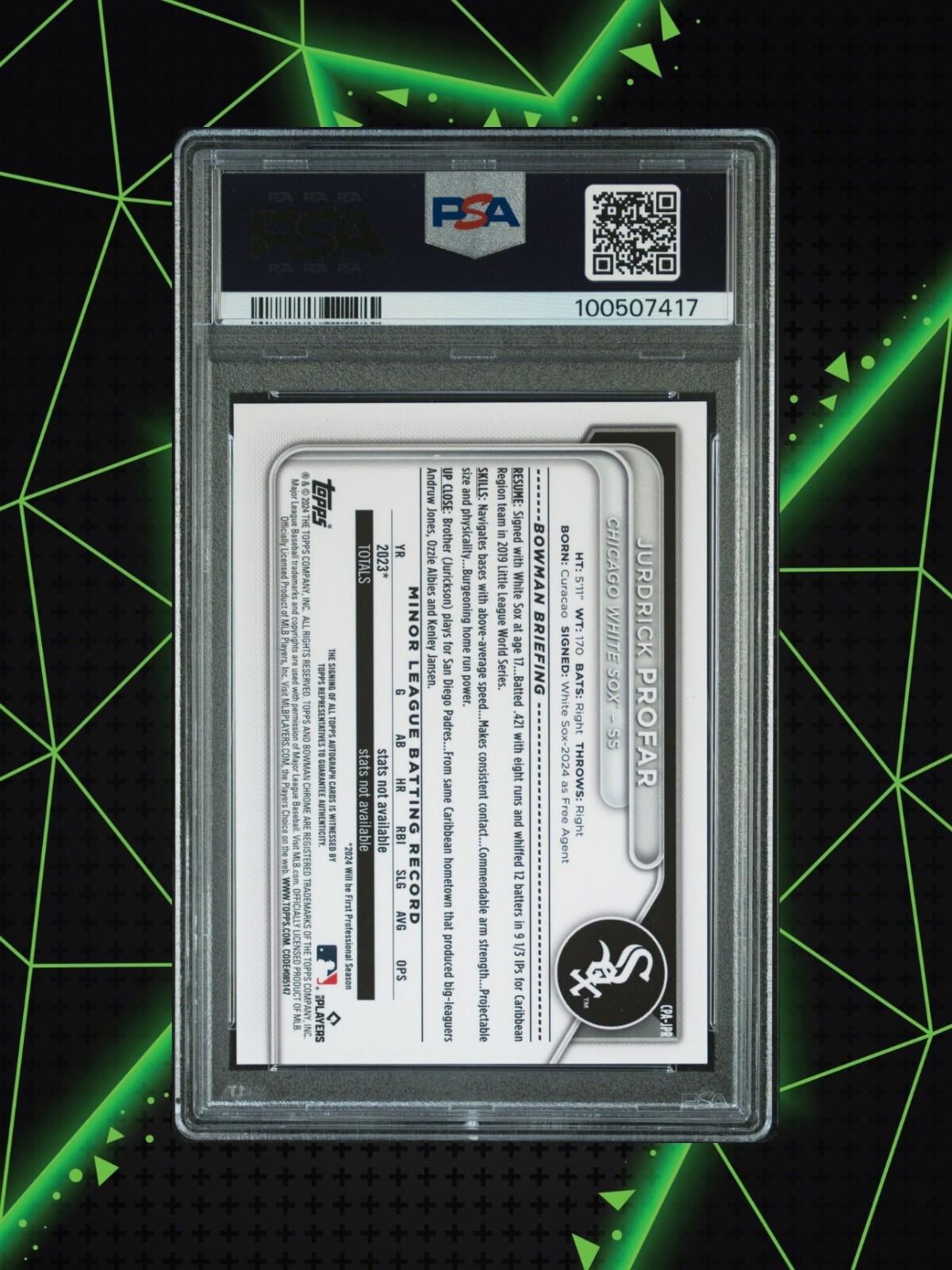 2024 Bowman Chrome - Jerdrick Profar #CPA-JPR - Green Auto /99 - PSA 9