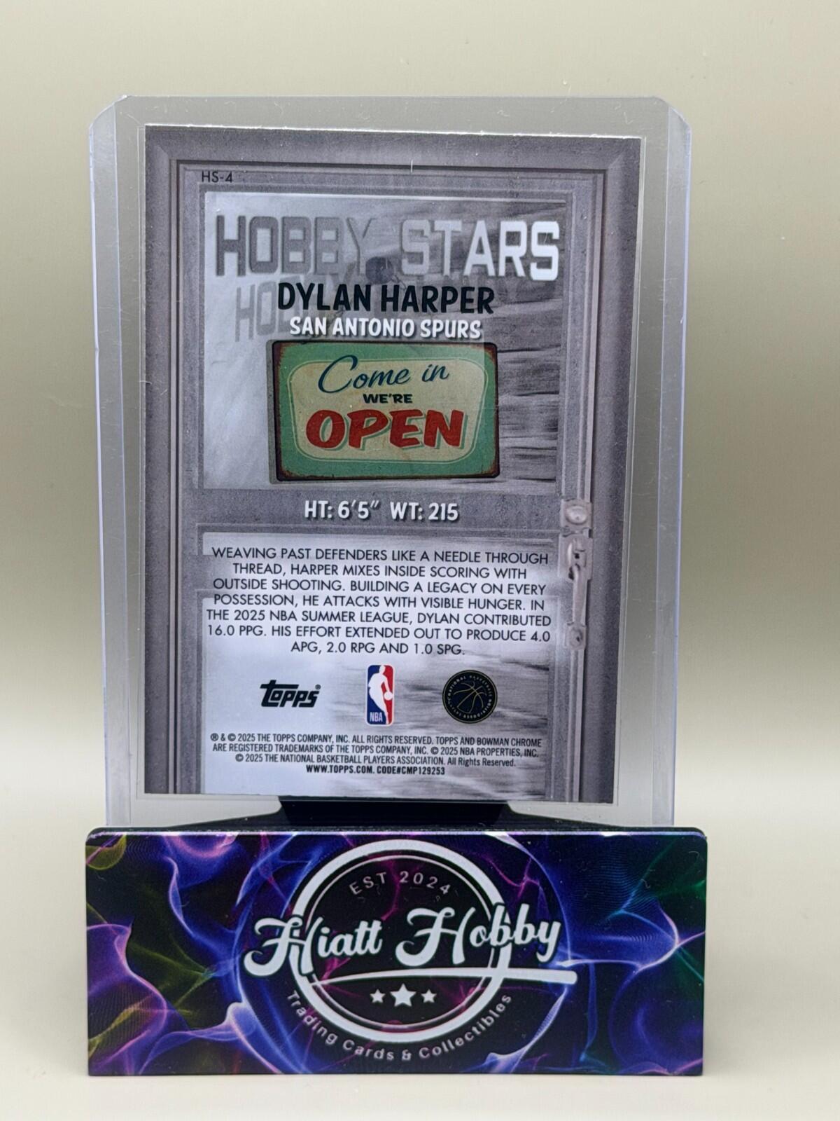 2025-26 Bowman Chrome Basketball - #HS-4 Dylan Harper - Hobby Stars (RC)