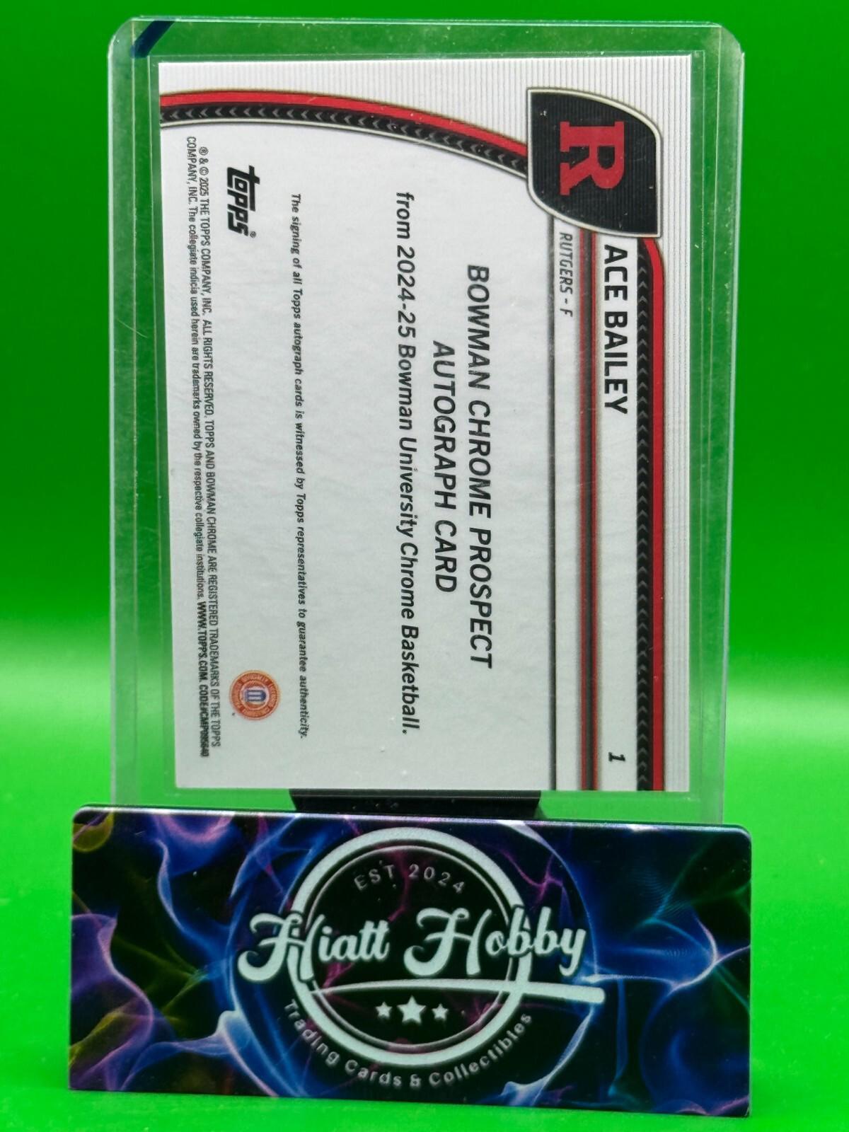 2024-25 Bowman University Chrome Basketball - Ace Bailey #1 - Black Wave Auto