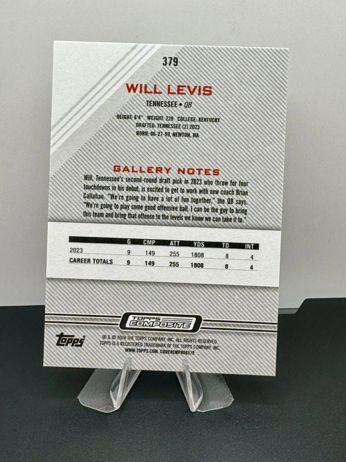2023 Topps Composite - Will Levis Rookie Card Collection - LOT of 7!