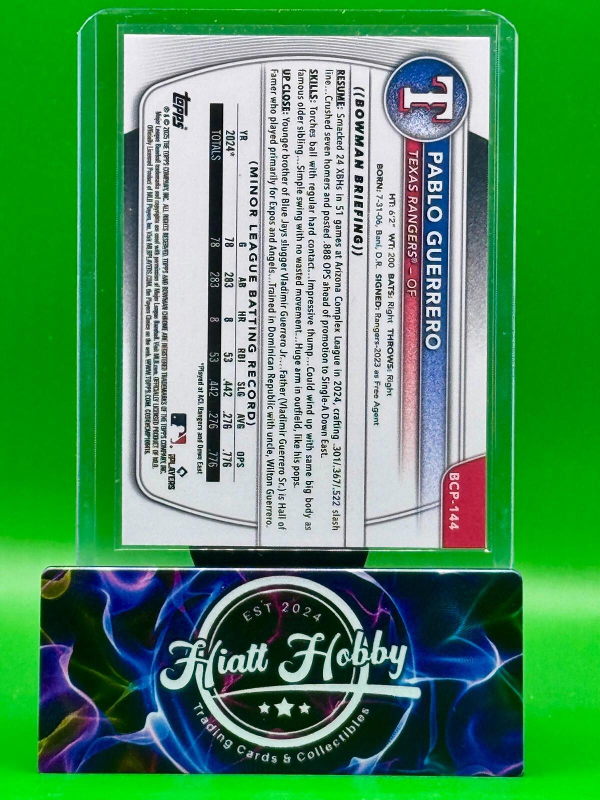 2025 Bowman Chrome - Pablo Guerrero #BCP-144 - Mini Diamond Refractor