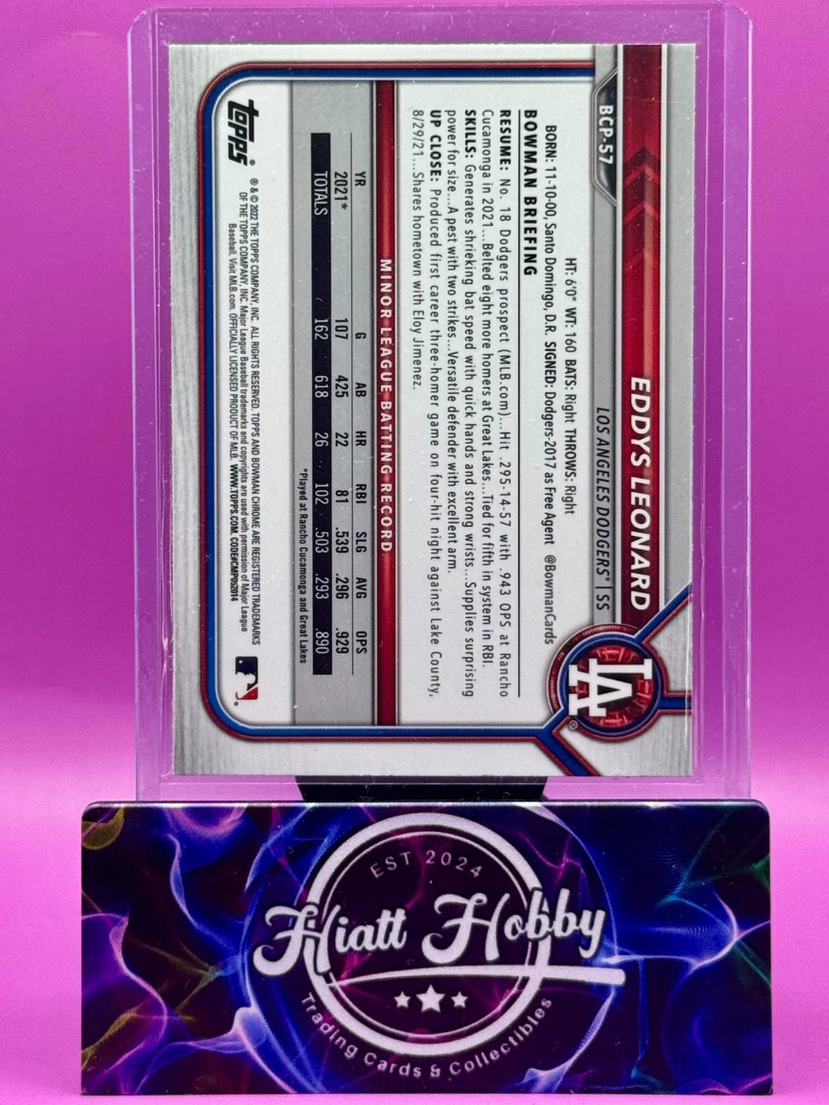 2022 Bowman Chrome - Eddys Leonard #BCP-57 - Mojo Refractor (RC)