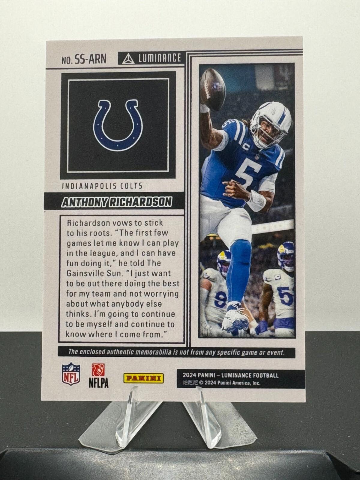 2022 Panini Luminance - Anthony Richardson #SS-ARN - Spirited Swatches