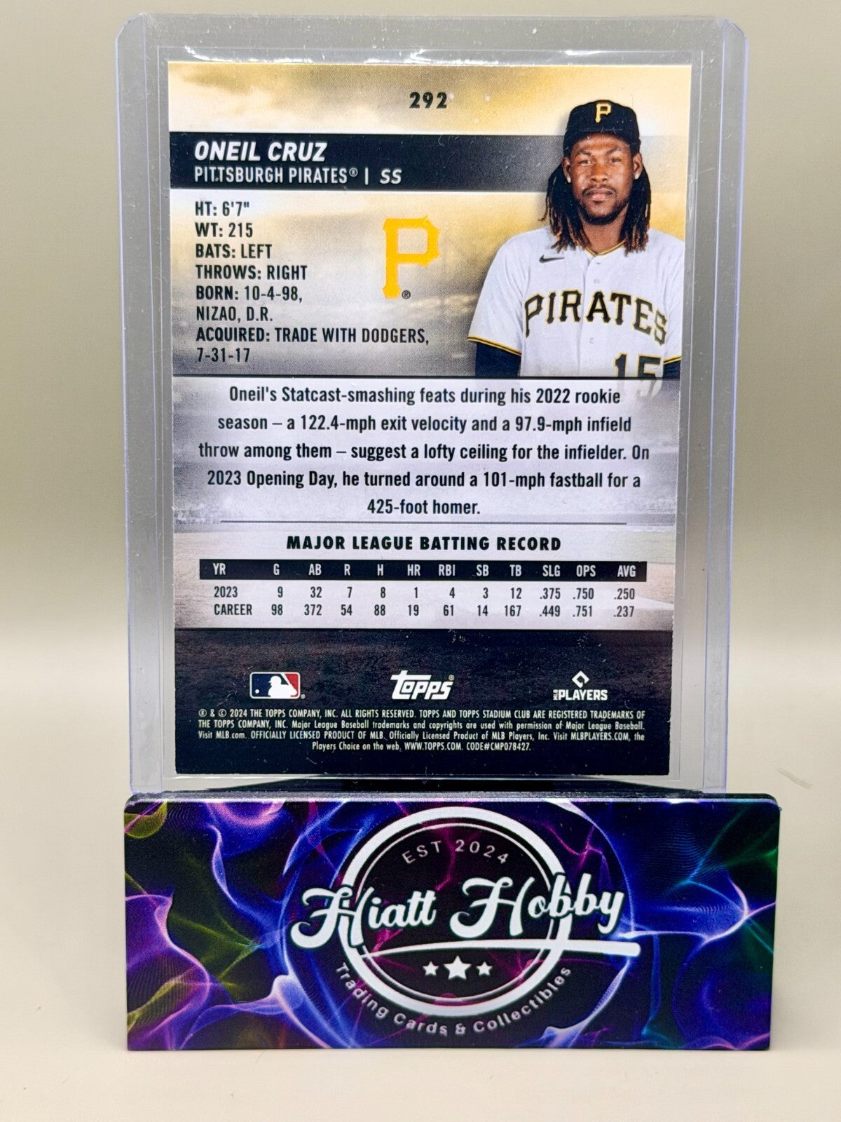 2024 Topps Stadium Club - #292 Oneil Cruz - Black Foil