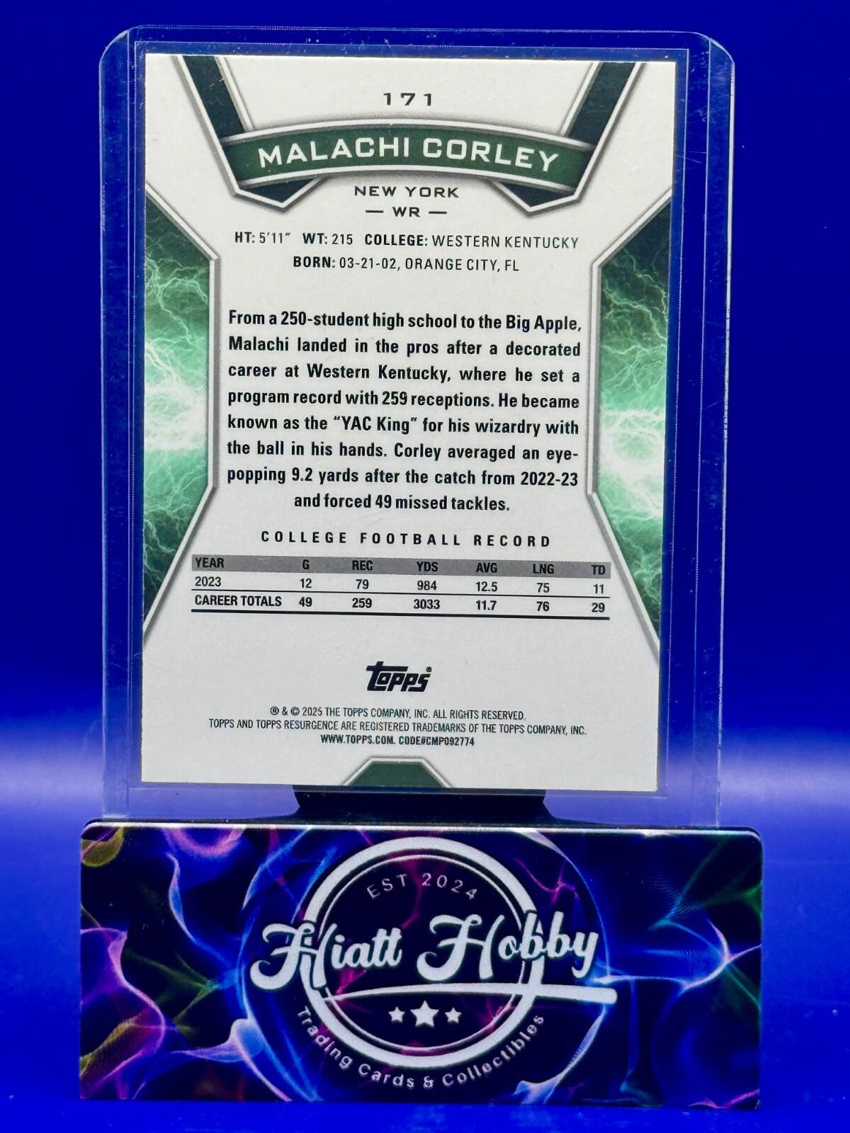 2024 Topps Resurgence - Rookies Malachi Corley #171 - Blue & Orange Spark (RC)