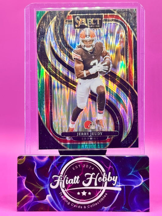 2024 Panini Select - Premier Level Jerry Jeudy #169 Black & Green Shock Prizm