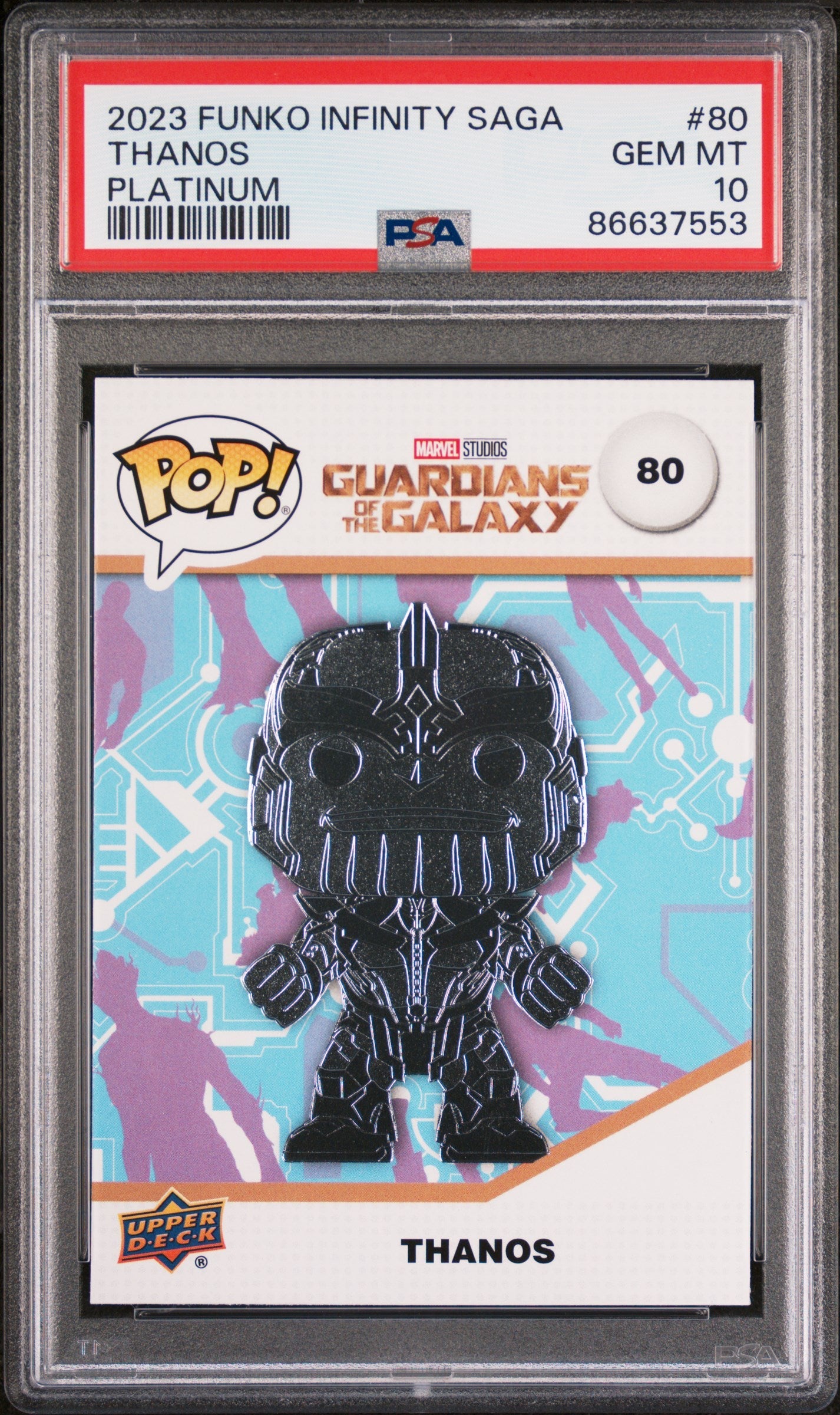 2023 UPPER DECK FUNKO POP MARVEL THANOS PLATINUM #80 PSA 10