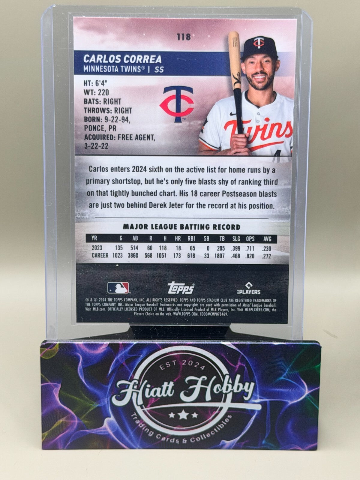 2024 Topps Stadium Club - #118 Carlos Correa - Chrome
