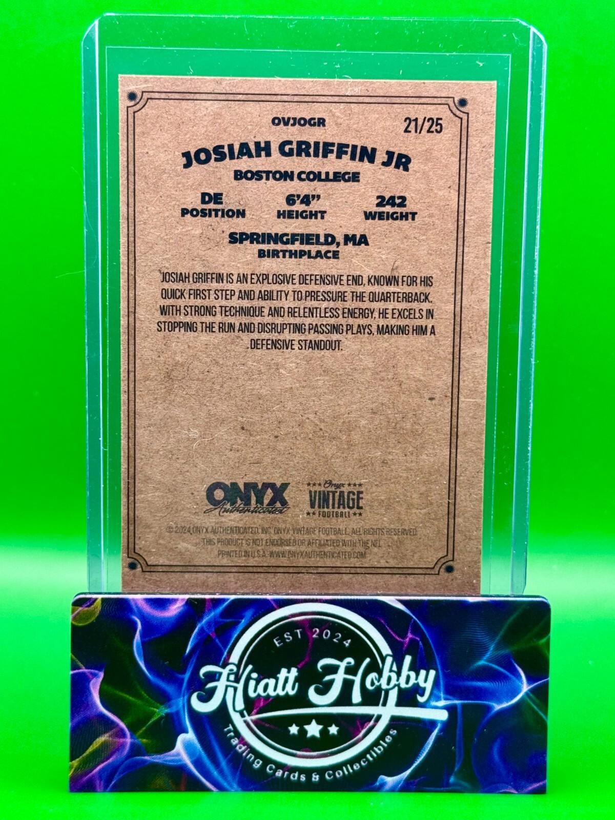 2024 Onyx Vintage Football - Josiah Griffin Jr #OVJOGR - Red /25 (RC)