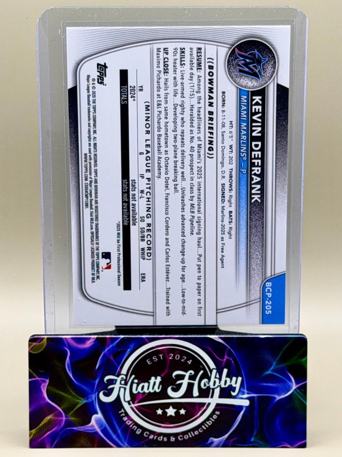 2025 Bowman Chrome - Kevin Defrank #BCP-205 Mini Diamond Refreactor (RC)