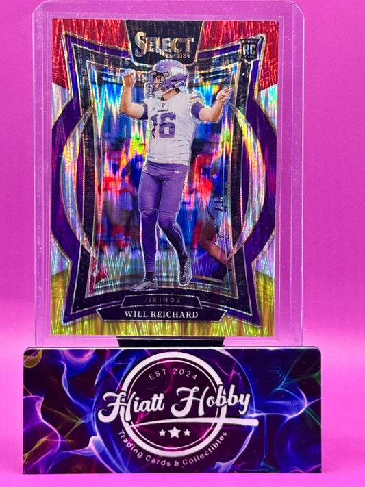 2024 Panini Select Football - Will Reichard #21 - Red & Yellow Shock Prizm (RC)
