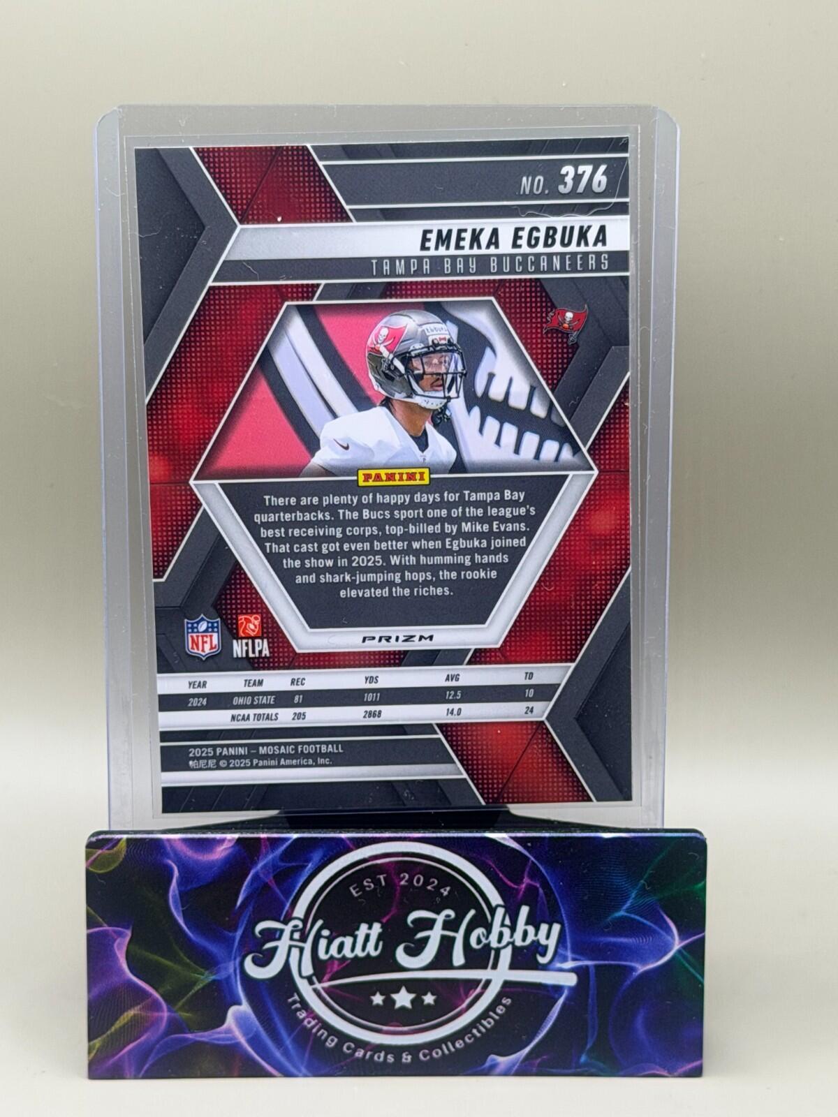 2025 Panini Mosaic Football Sparkle Pack - #376 Emeka Egbuka - Red Sparkle (RC)