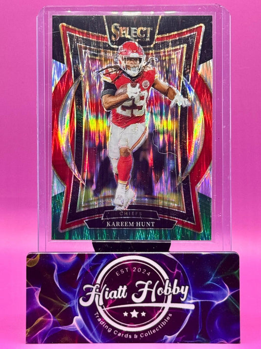 2024 Panini Select - Concourse Kareem Hunt #75 Black & Green Shock Prizm