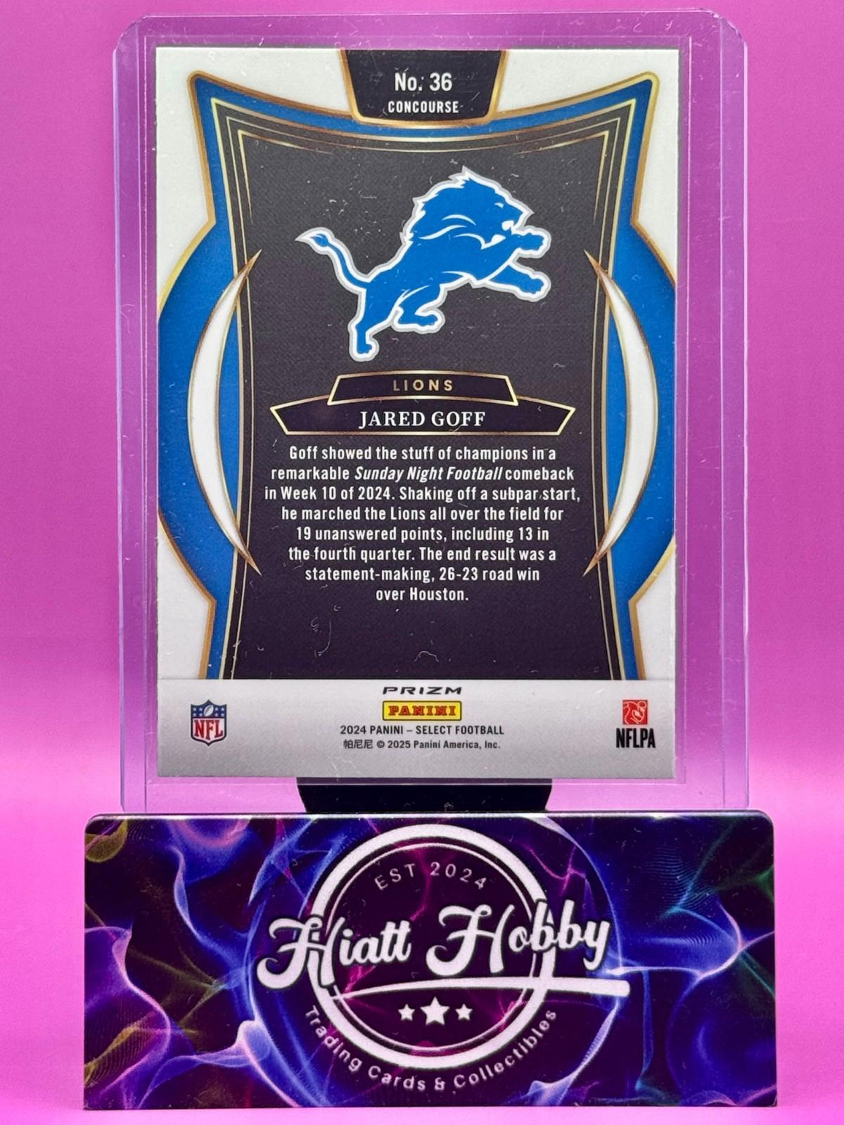 2024 Panini Select - Concourse - Jared Goff #36 Black & Green Shock Prizm