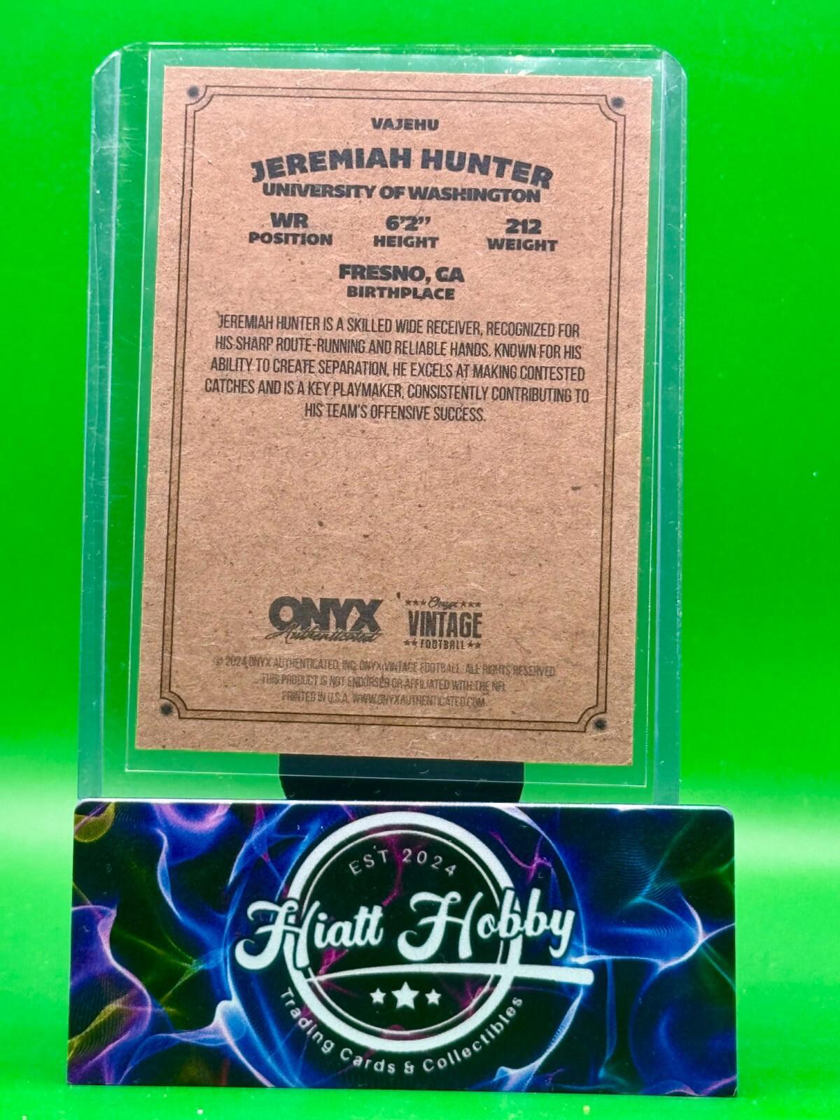 2024 Onyx Vintage Football - Jeremiah Hunter #VAJEHU - Auto